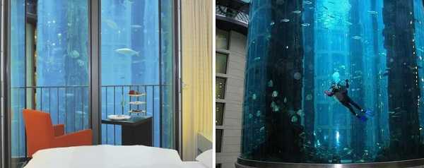 Widok na rafy Berlina Radisson Blu Hotel Berlin: widok na akwarium, atrakcje turystyczne idealne na rok 2026.