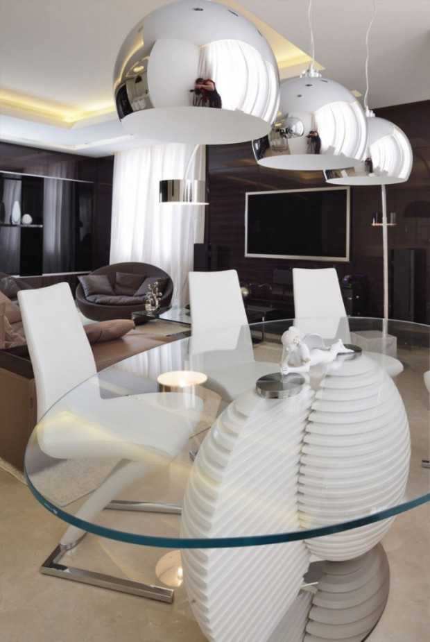 Apartament high-tech Nowoczesne wnętrze apartamentu w stylu high-tech z elementami minimalizmu.