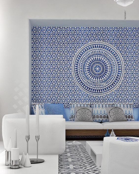 Elegancki Damast na Ścianie Wzorzysta tapeta na ścianie z motywem damastu, idealna do eleganckiego salonu. Tapety na ścianę.