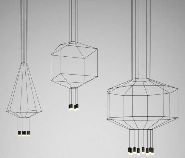 Wireflow: Nowoczesna aranżacja Lampy Wireflow i aranżacja wnętrz: geometryczne oświetlenie w nowoczesnym stylu.