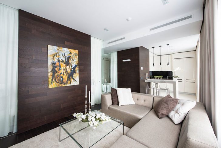 Optyczne Powiększenie Jasny salon 18m2, wizualnie powiększający przestrzeń, aranżacja 2026.