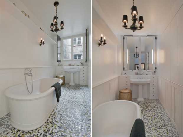 Biel i drewno Stylowe wnętrze w odcieniach bieli i szarości z wygodnymi meblami i drewnianymi akcentami.