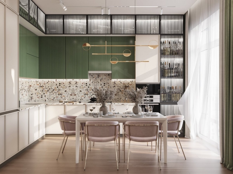 Kuchnia ze Stołem Aranżacja kuchni z dużym stołem: ergonomiczne meble w domu za miastem 2026.