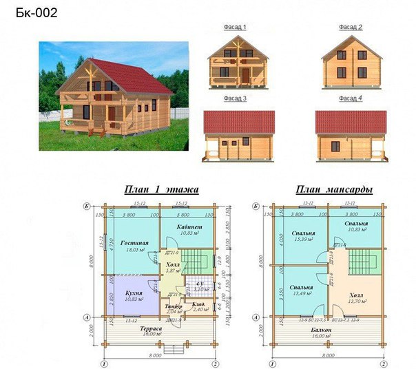 Projekt domu z brúsu Projekt domu z drewna klejonego: energooszczędny i przyjazny dla środowiska.