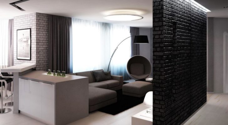 Drewno i cegła w salonie Elegancki salon z ceglaną ścianą i elementami drewna: aranżacje salonu 2026.