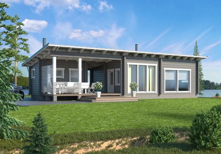 Minimalizm w domku Aranżacja wnętrza małego domku na działce z jasnymi ścianami i minimalistycznym designem.