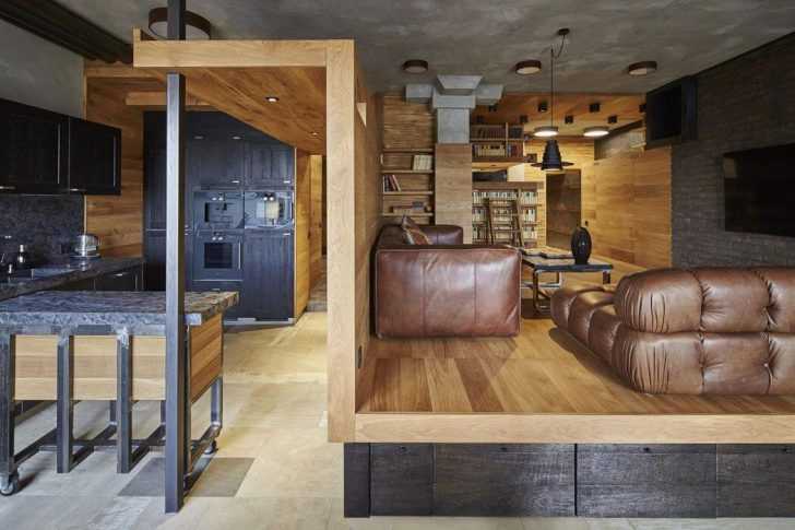 Podesty - nowoczesne rozwiązanie Podesty w aranżacji wnętrz mieszkania z antresolą w stylu brutalistycznym 2026