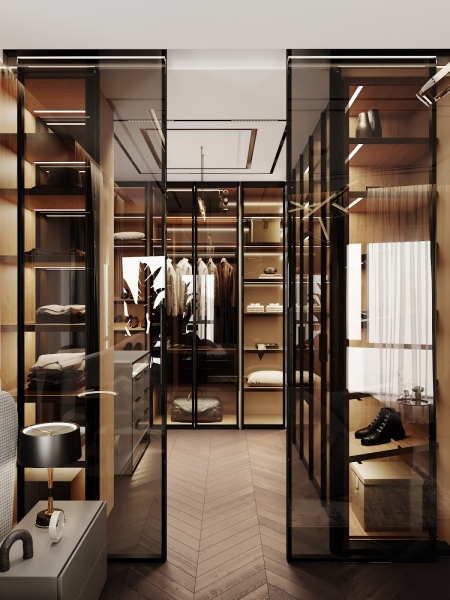 Garderoba: Perfekcyjna organizacja Przestronna i jasna garderoba premium, idealna do przechowywania ubrań i akcesoriów.