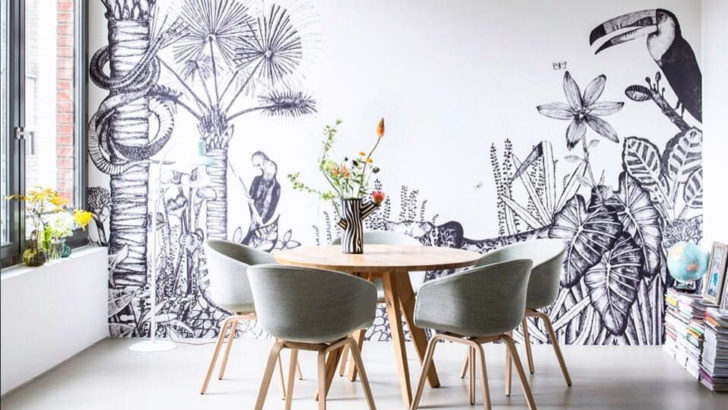 Geometryczne tapety kuchenne Modne tapety do kuchni 2026: wzory geometryczne ożywiają nowoczesną kuchnię.