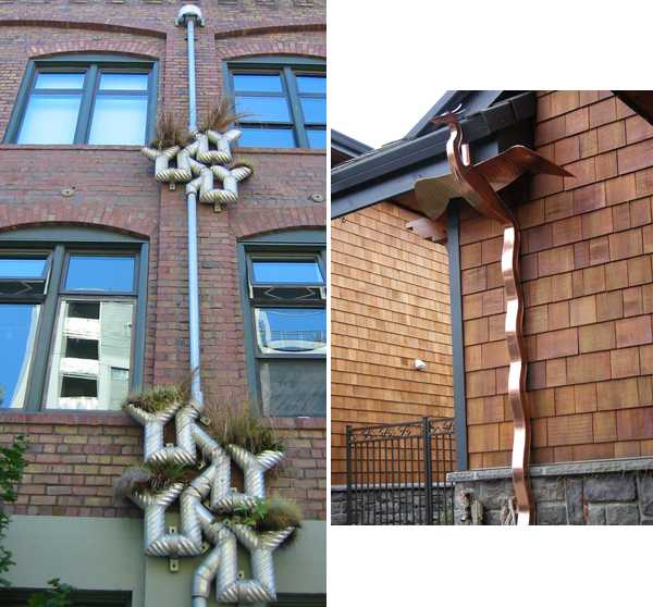 Kreatywne orynnowanie domu Oryginalne rynny zbierające wodę deszczową: kreatywne rozwiązania dla domu.