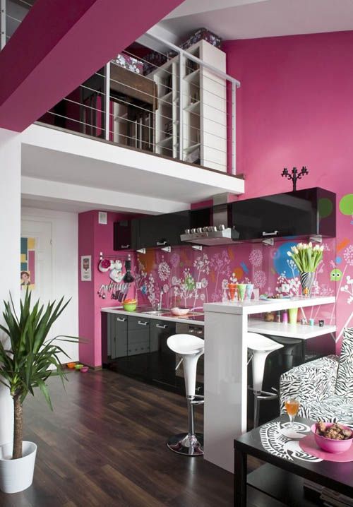 Czarny design w różu Czarne meble w różowej kuchni – kontrast i nowoczesny design w 2026 roku.