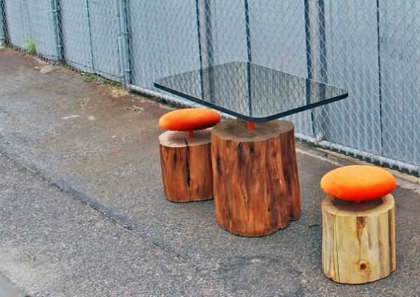 Salon: Meble z pniaków Nowoczesne meble z pniaków w salonie - styl rustykalny w nowym wydaniu