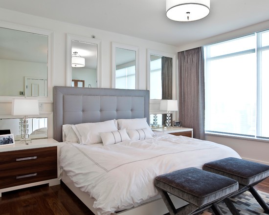 Lustrzana ściana w sypialni Lustrzana ściana za łóżkiem w sypialni - nowoczesna aranżacja wnętrz 2026.