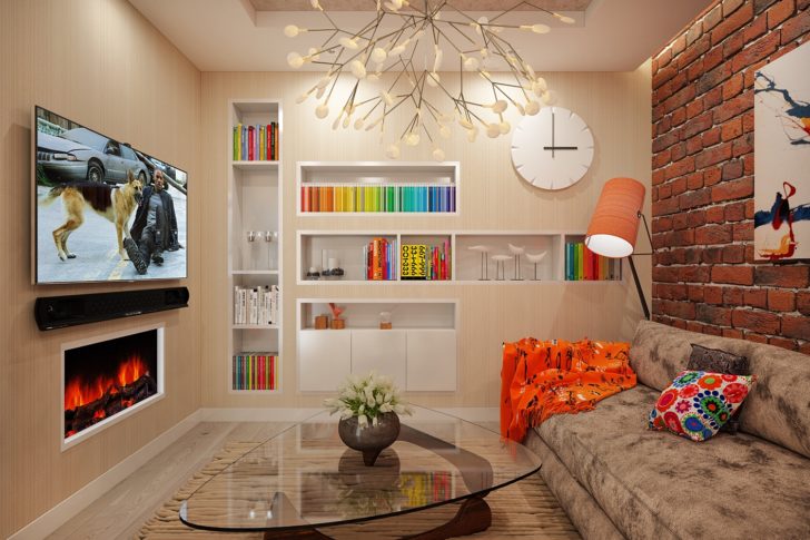 Przestrzeń w centrum Ustawienie mebli po obwodzie pokoju uwalnia centralną przestrzeń w małym mieszkaniu.