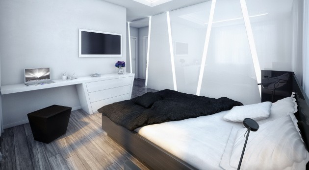 High-tech 2026 Wnętrze w stylu high-tech idealnie nadaje się do małych mieszkań w 2026 roku.